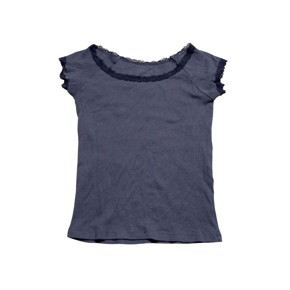 John Galt Brandy Melville Lace Trim Cap Sleeve Top